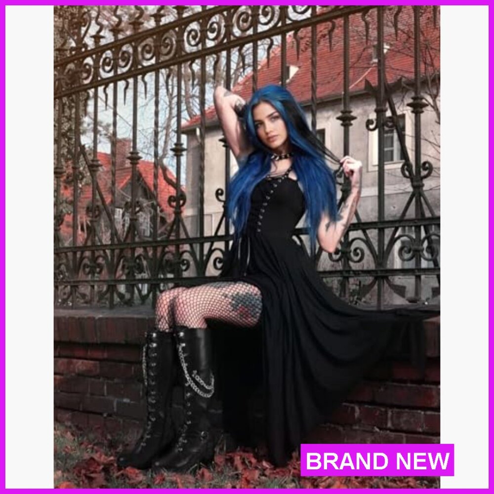 Knee High Combat Boots Platform Block Heels Lace Up Side Zipper Trendy - Picture 5 of 7